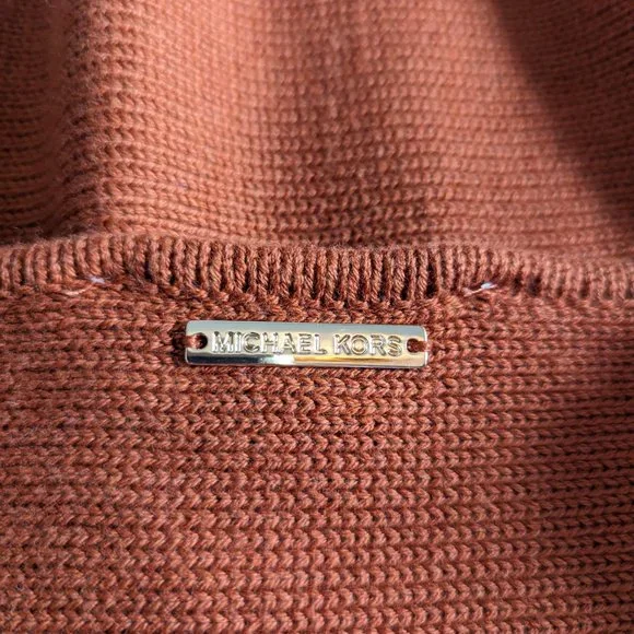 Michael Kors Tunic Brown Sweater with Zip Details Size L Cotton Blend NWT! - Picture 9 of 11